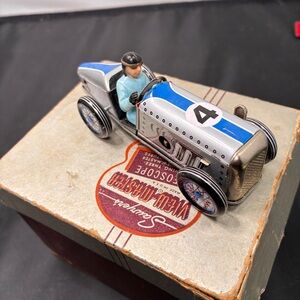 Schylling Speedway 2000 Racer Classic Wind Up Tin Car Limited Blue Silver